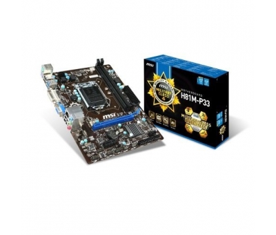 MSI 1150p H81 DDR3 H81M-P33 O/B Vga GLan DVI 4x Sata2/Sata3 3x (PCIe 2.0) mATX